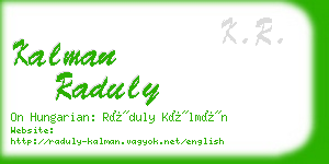 kalman raduly business card